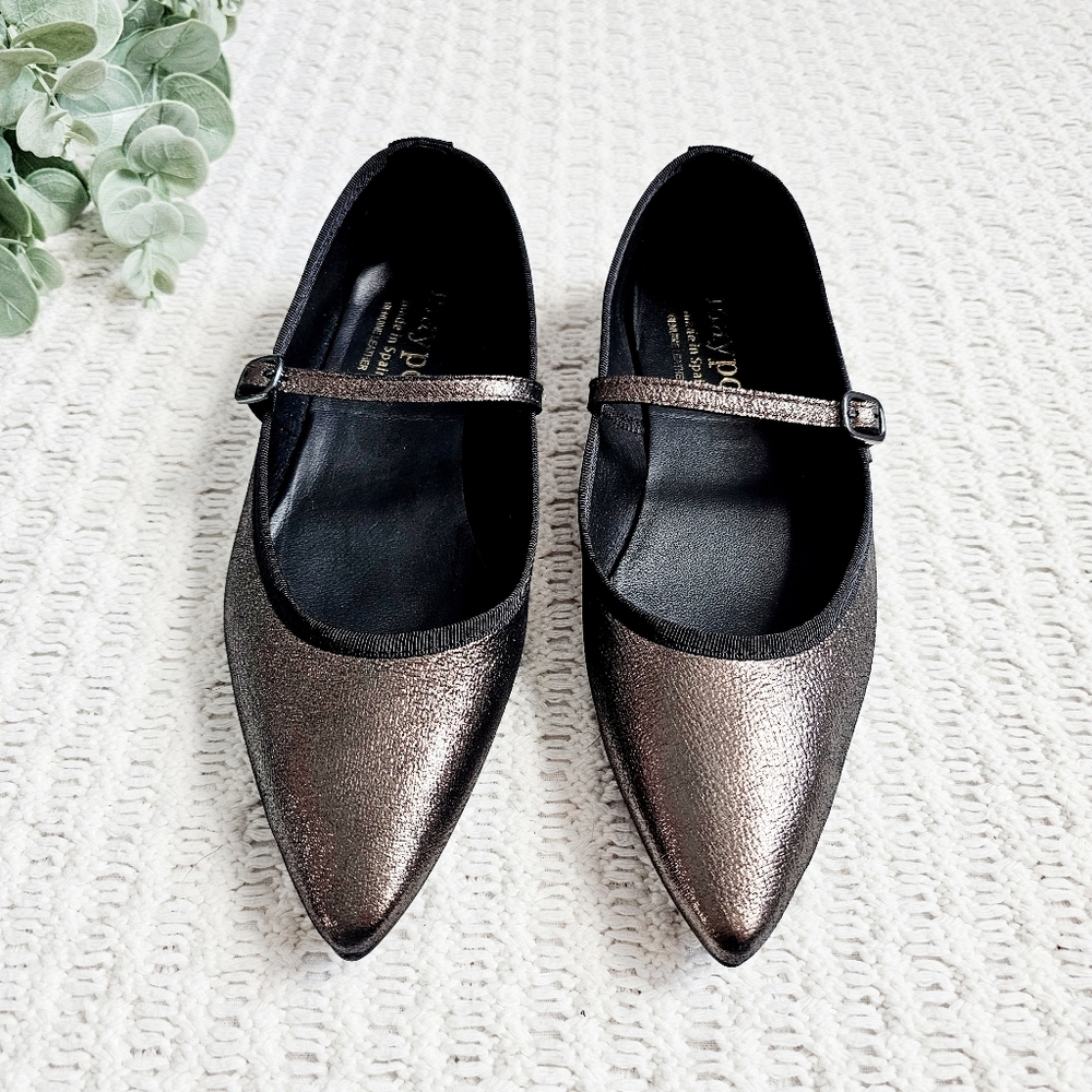 Anthropolgie Maypol Mary Jane Ballet Flats Metallic Bronze Leather 40 9.5 - Picture 3 of 12